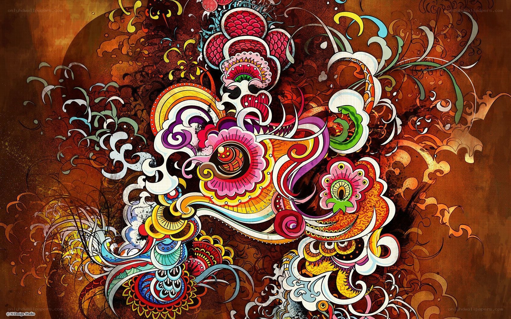 vibrant psychedelic floral art