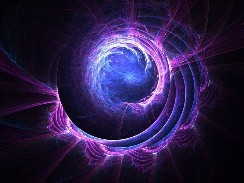 vibrant purple and blue fractal tunnel