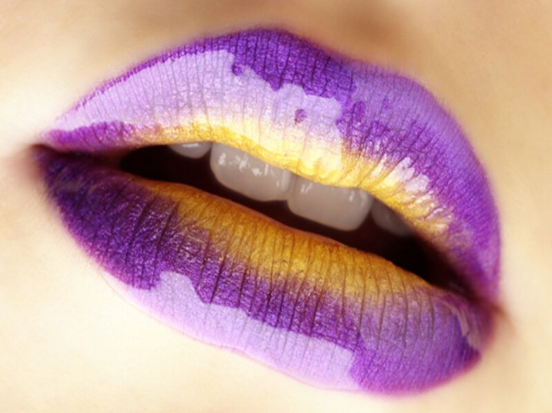 vibrant purple and gold lips