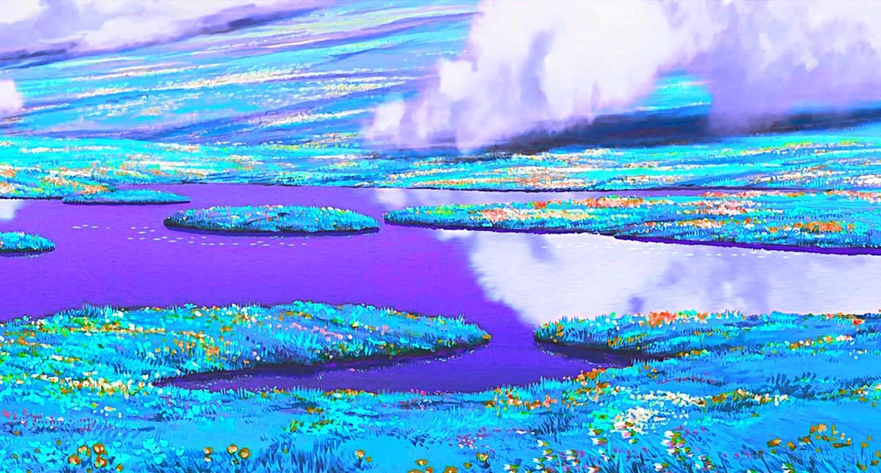 Vibrant purple river landscape