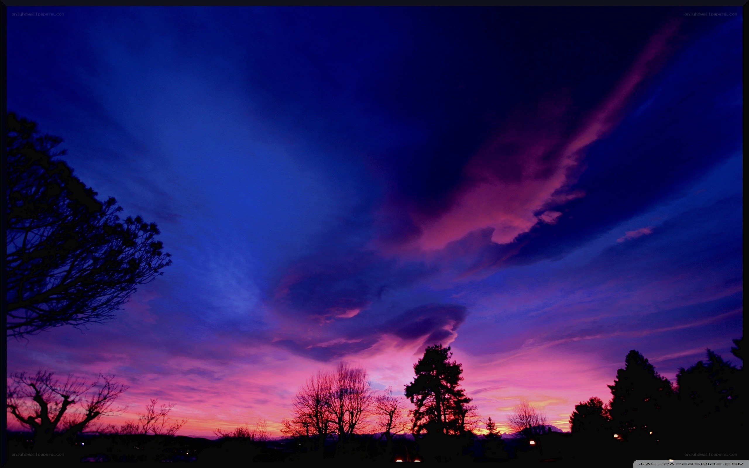 vibrant purple sunset sky