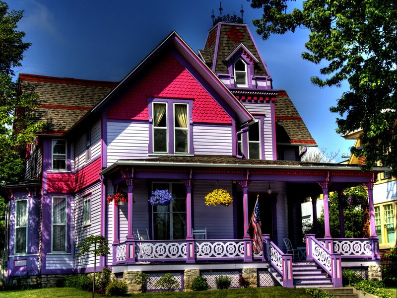 vibrant purple victorian house