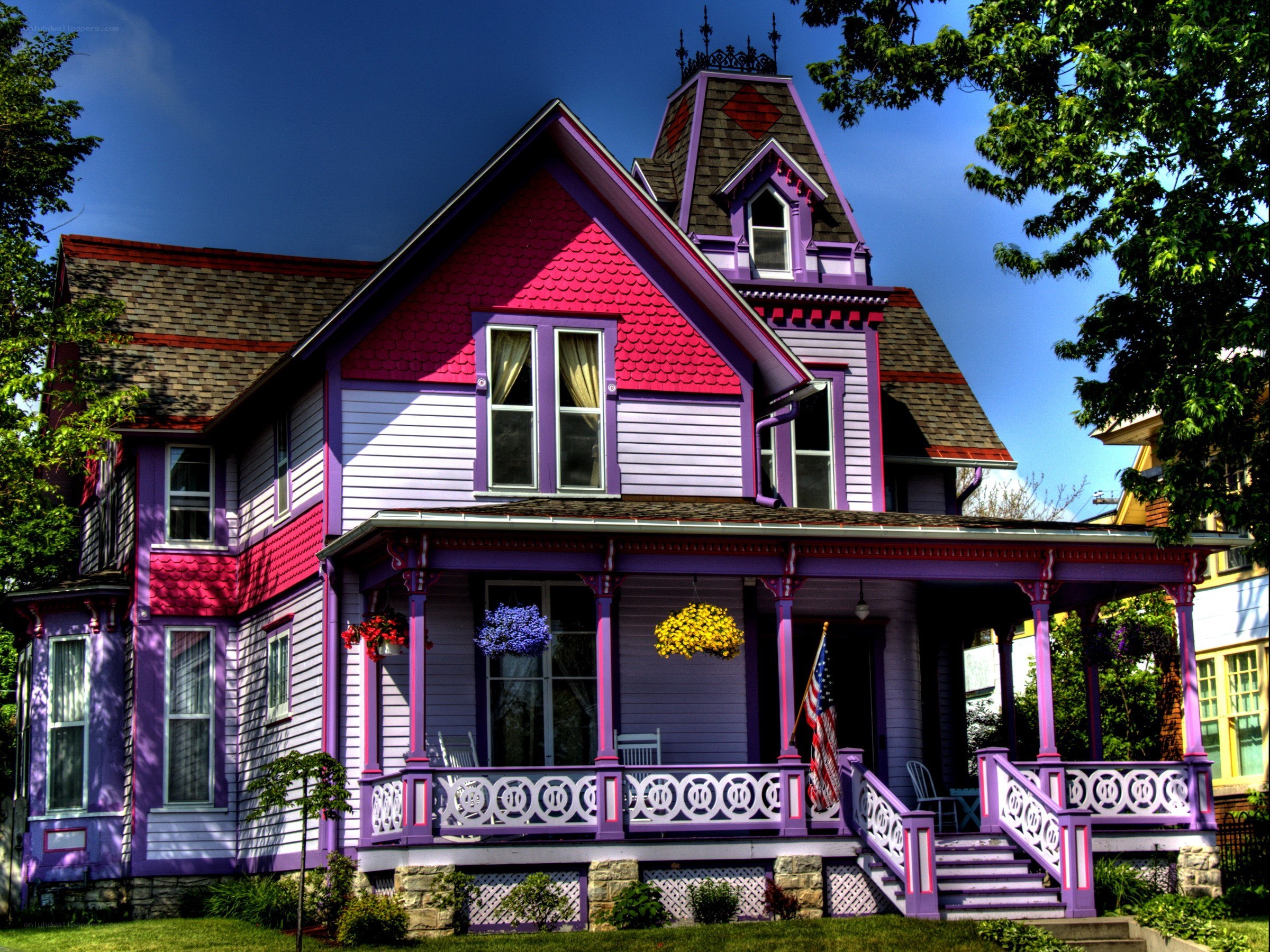 vibrant purple victorian house