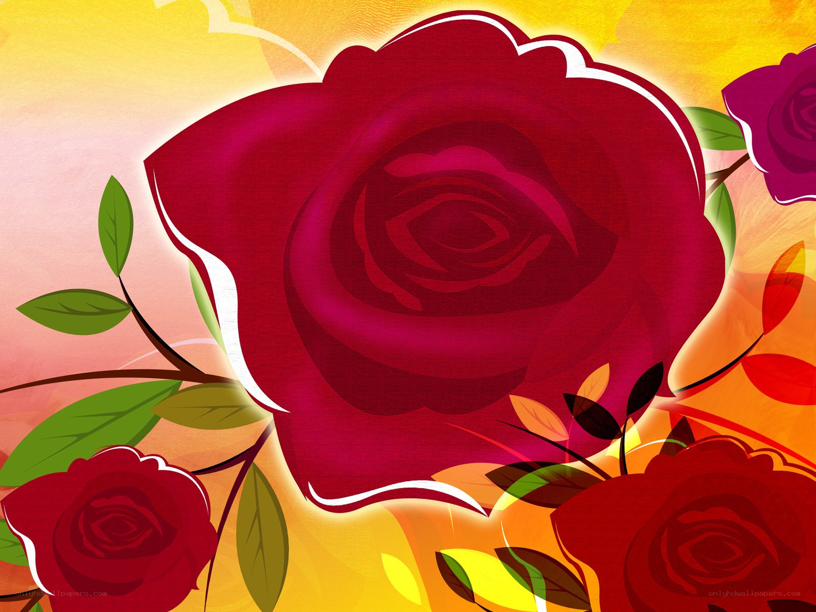 vibrant red roses illustration