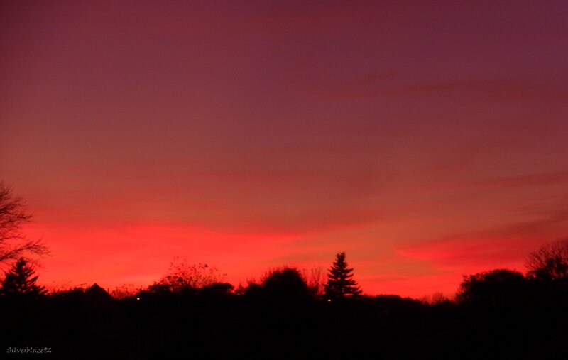vibrant red sunset sky