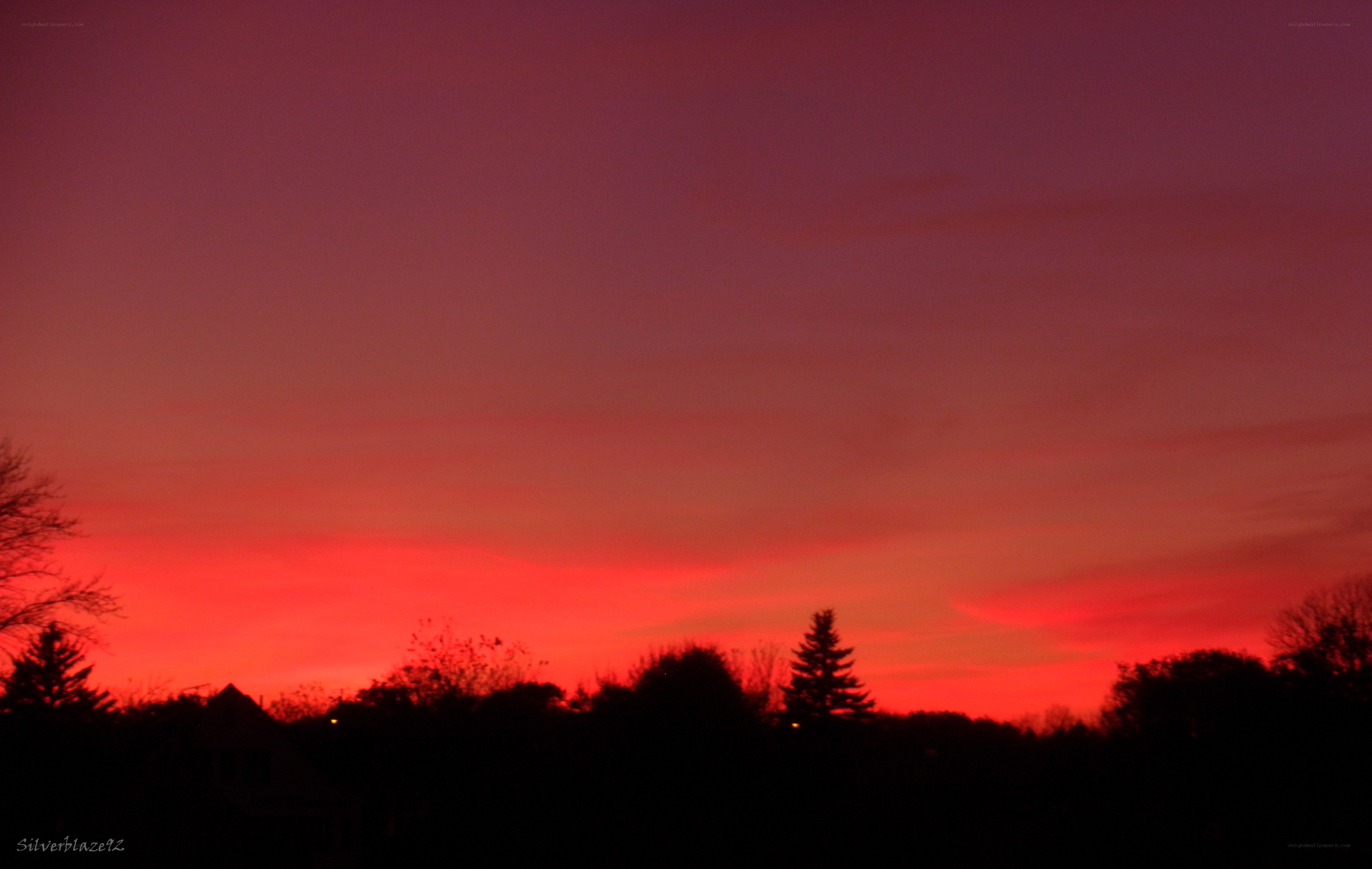 vibrant red sunset sky