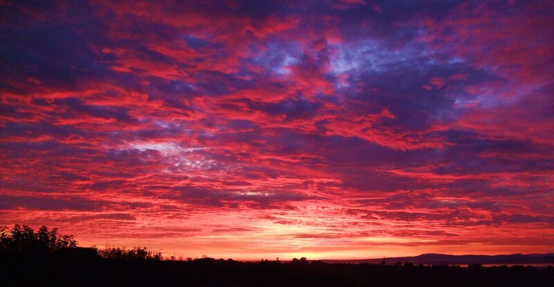 vibrant red sunset sky