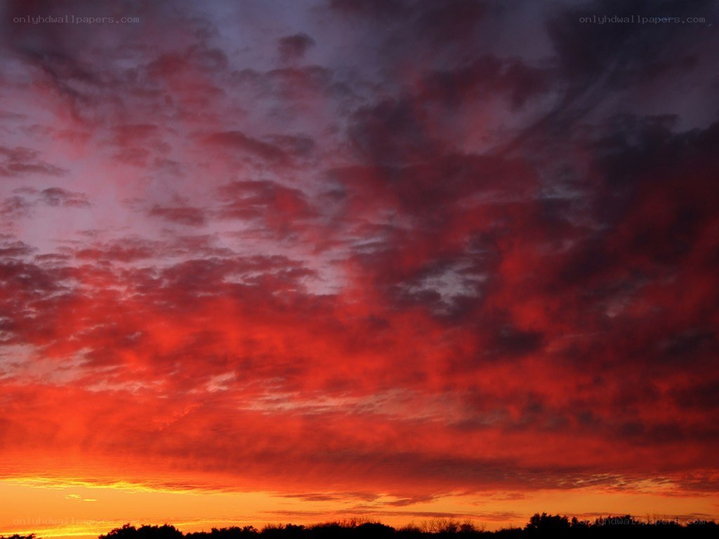 vibrant red sunset sky