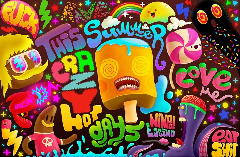 vibrant summer art collage