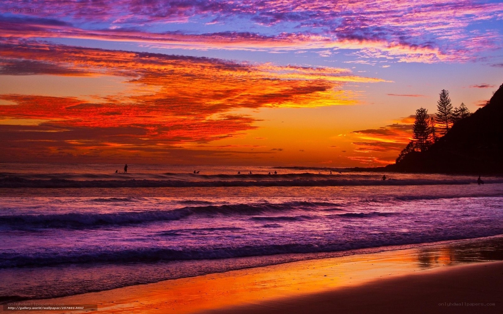 Vibrant sunset at the beach