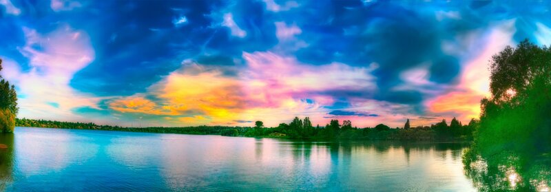 Vibrant sunset over a calm lake