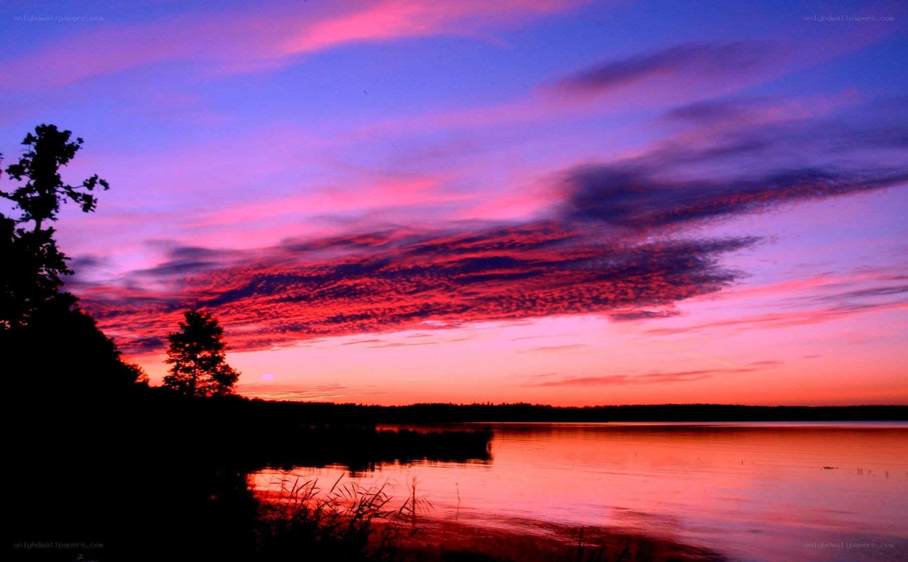 Vibrant sunset over a lake