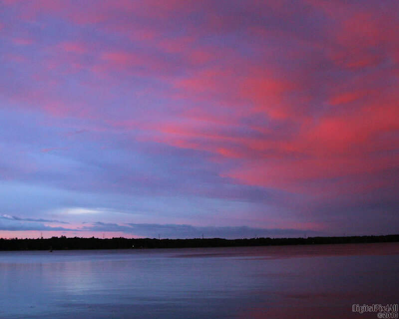 vibrant sunset over a lake