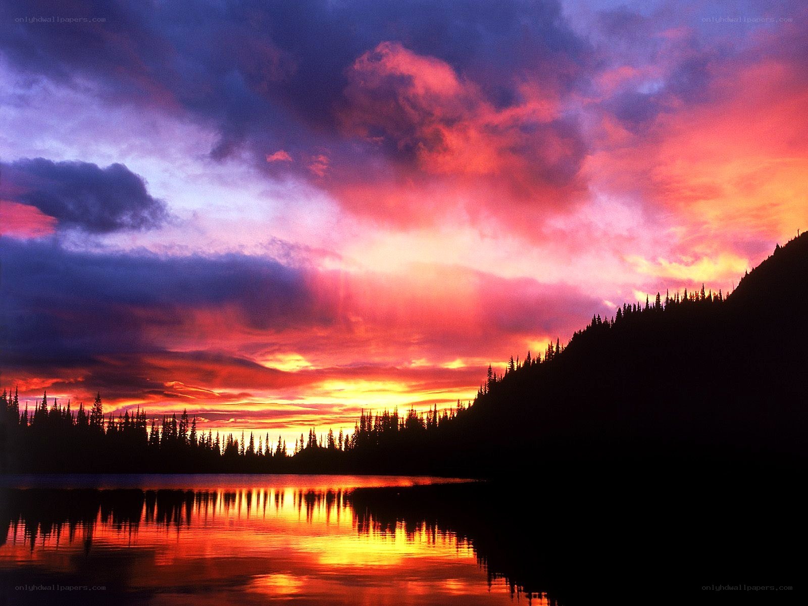 Vibrant sunset over a lake