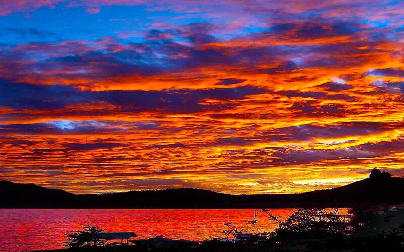 Vibrant sunset over a lake