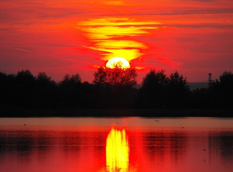 Vibrant sunset over a lake