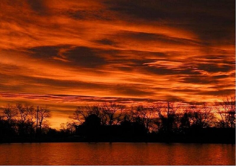 Vibrant sunset over a lake