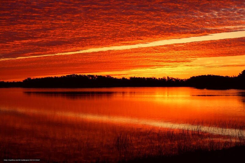 Vibrant sunset over a lake