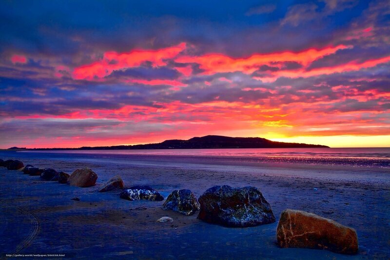 Vibrant sunset over beach