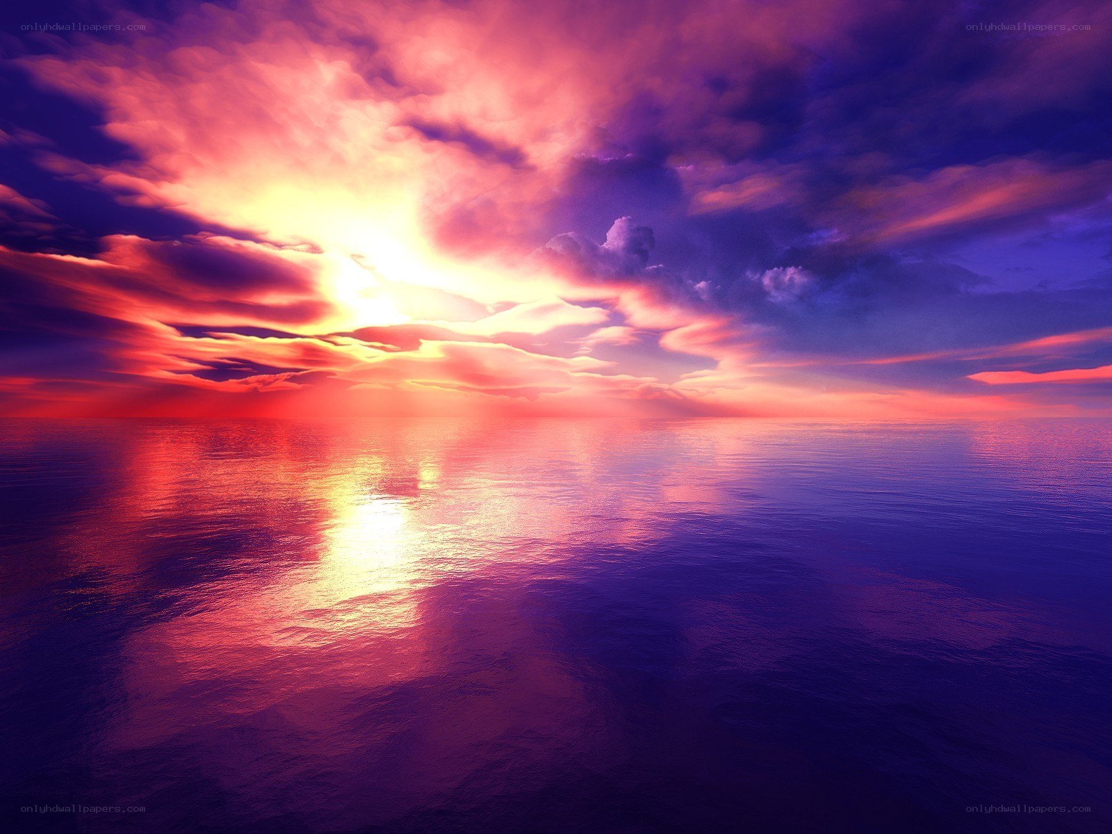 Vibrant sunset over calm sea