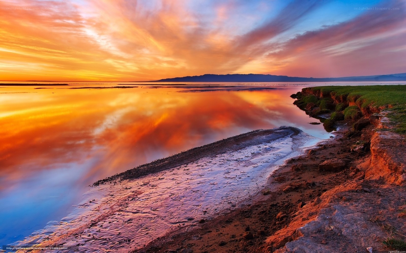 Vibrant sunset over calm waters