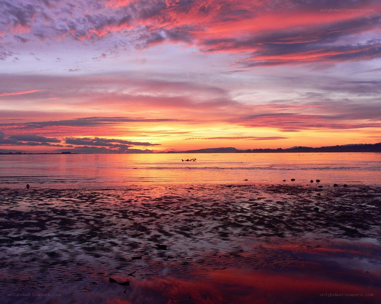 Vibrant sunset over calm waters