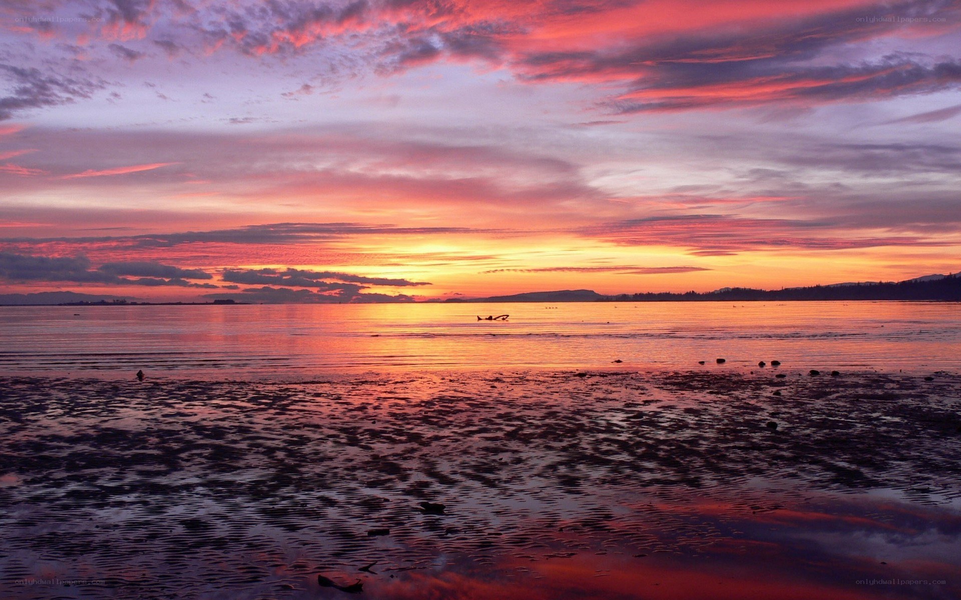Vibrant sunset over calm waters