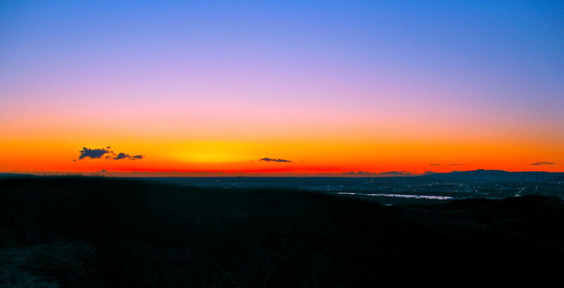 vibrant sunset over city