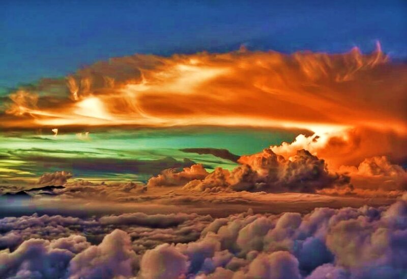 vibrant sunset over clouds