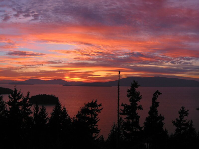 Vibrant sunset over coastal waters