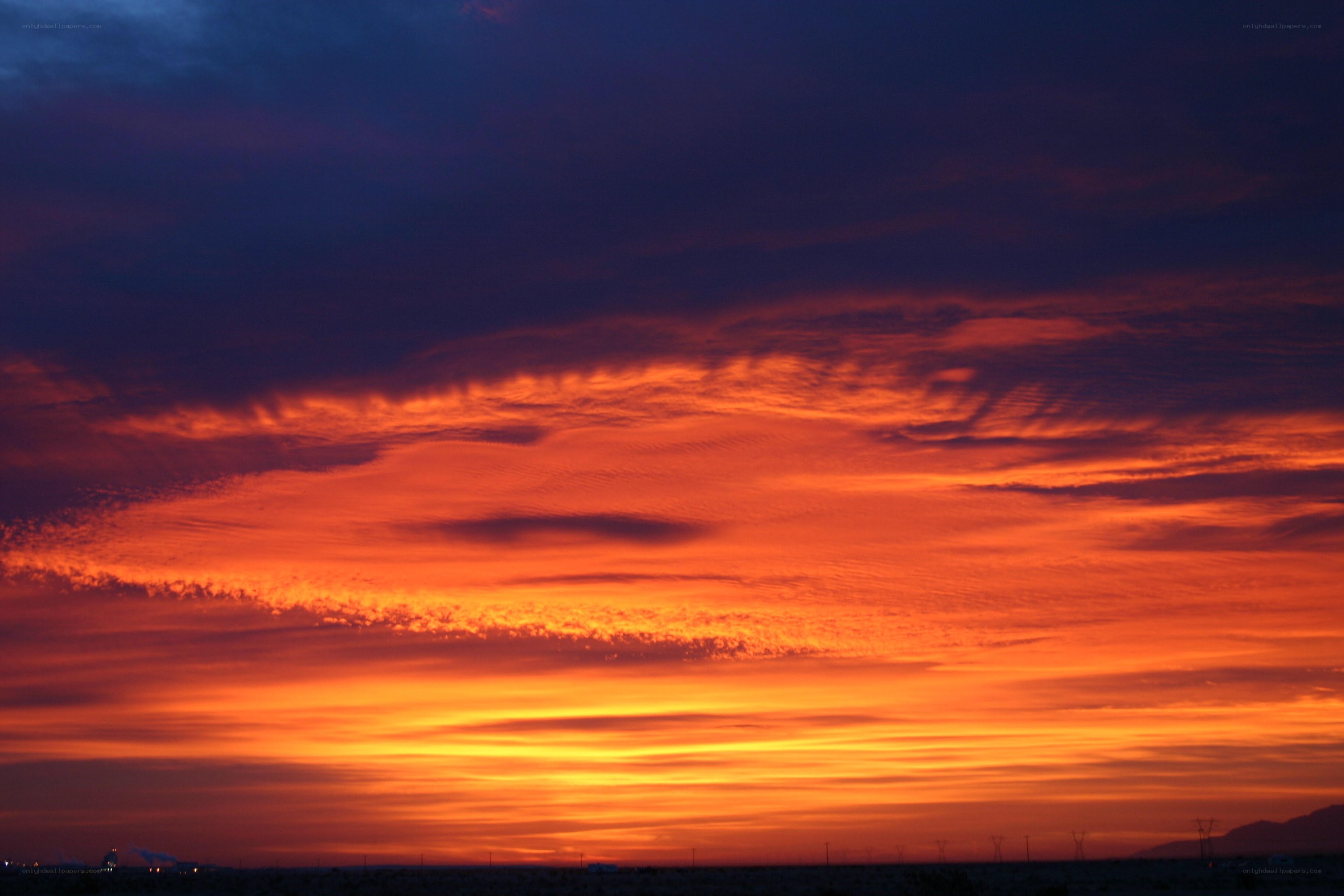 vibrant sunset over desert