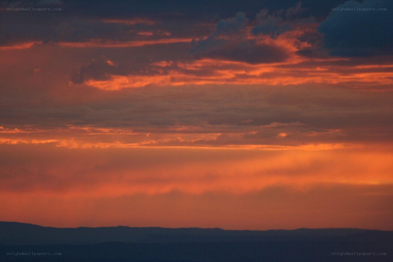 Vibrant sunset over mountains
