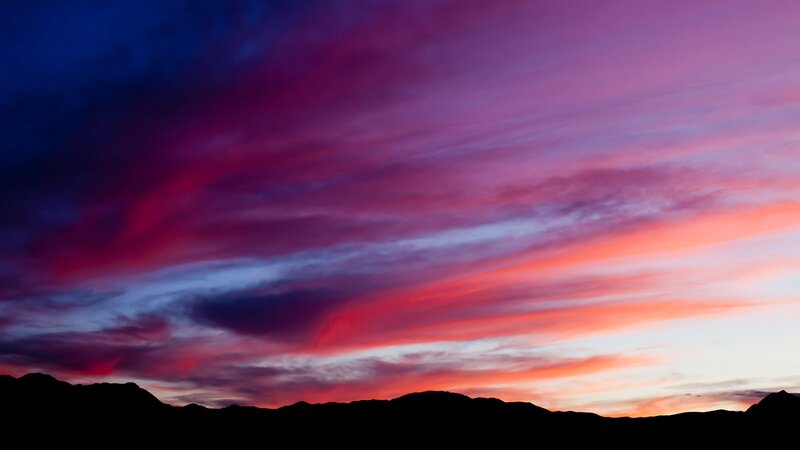 vibrant sunset over mountains