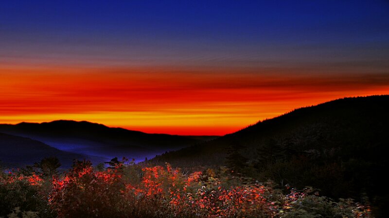 Vibrant sunset over mountains