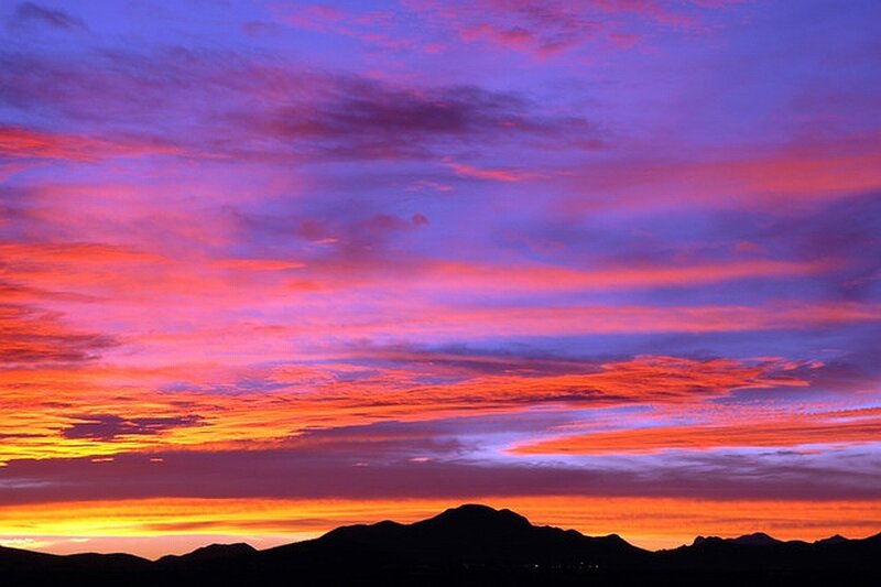 Vibrant sunset over mountains