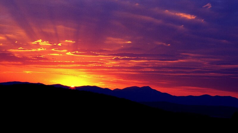 vibrant sunset over mountains