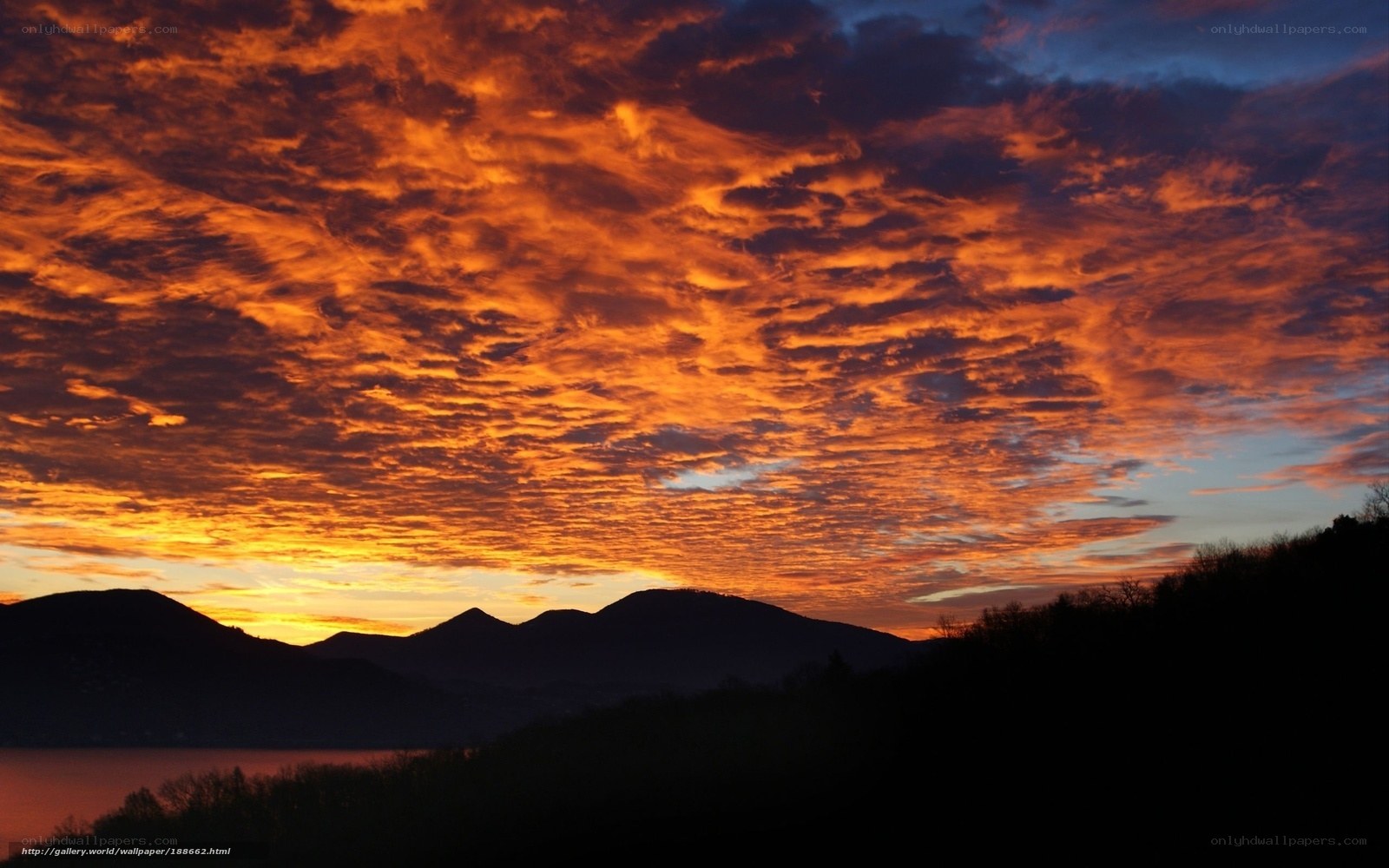 Vibrant sunset over mountains