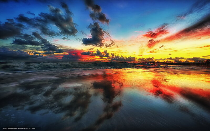 Vibrant sunset over ocean