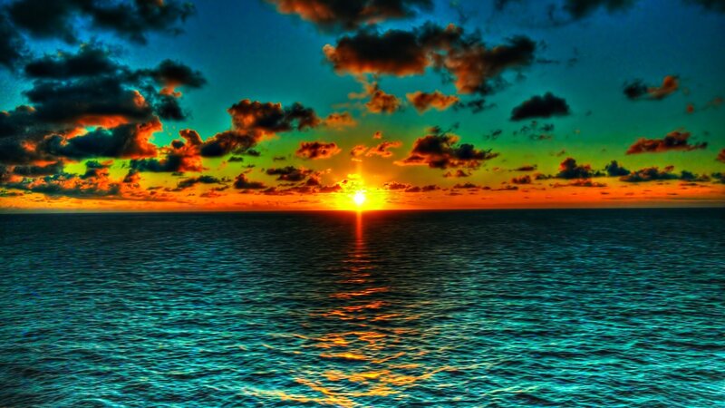 vibrant sunset over ocean