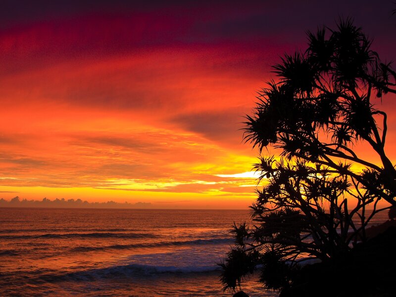 Vibrant sunset over ocean