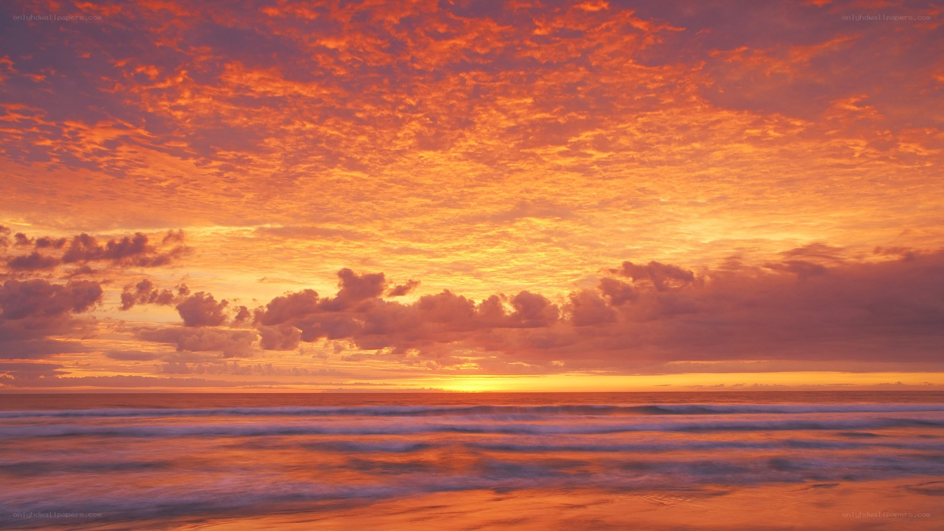 Vibrant sunset over ocean
