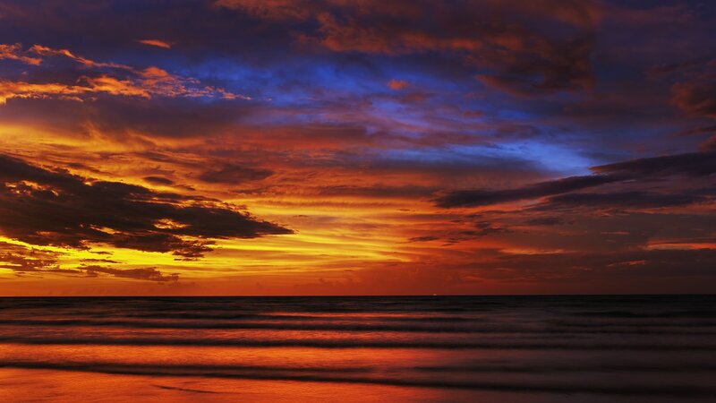 vibrant sunset over ocean