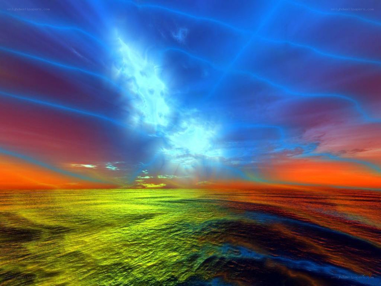 Vibrant sunset over ocean