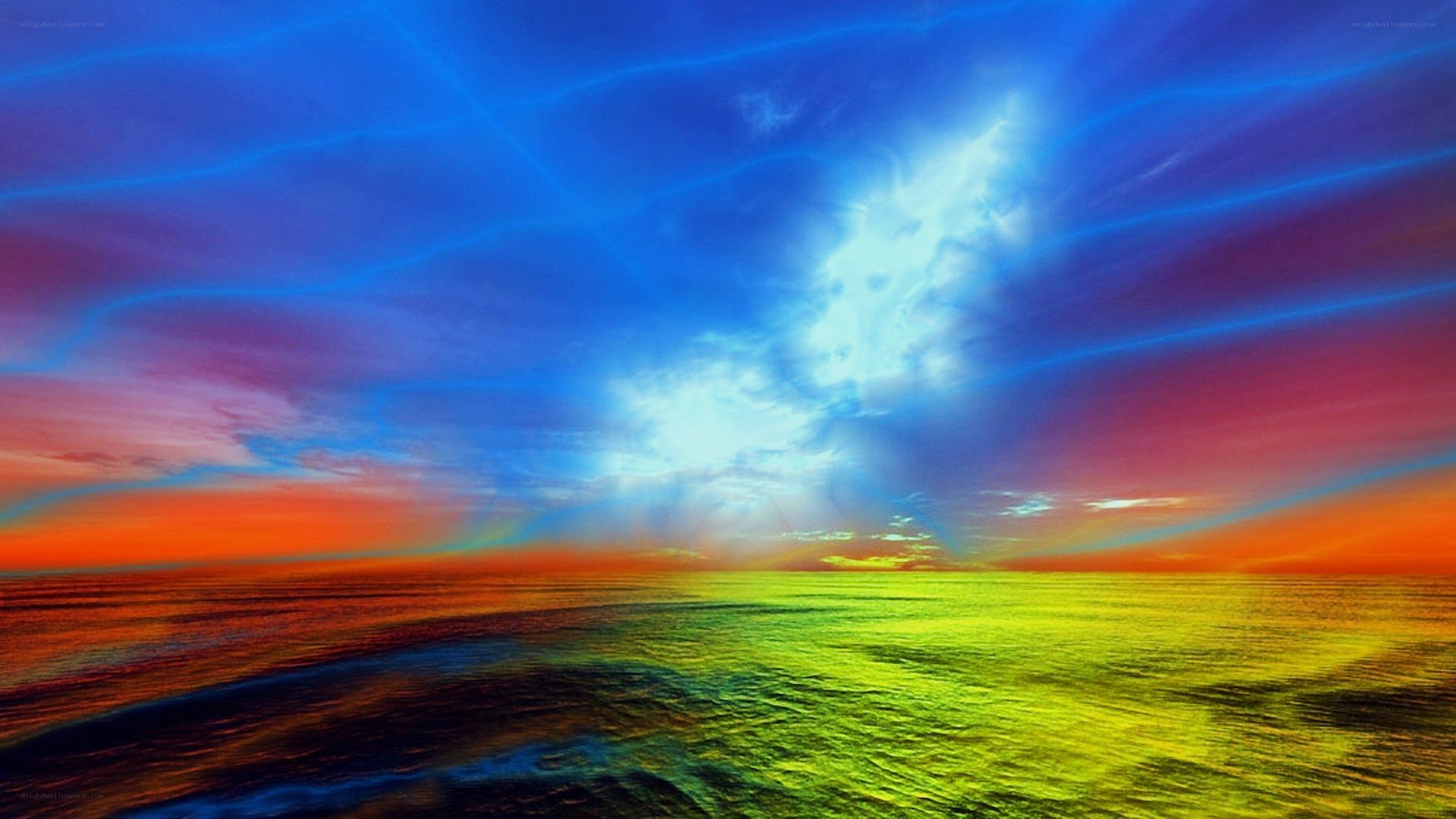 Vibrant sunset over ocean