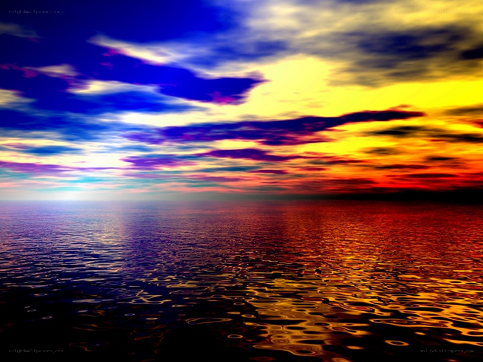 vibrant sunset over ocean
