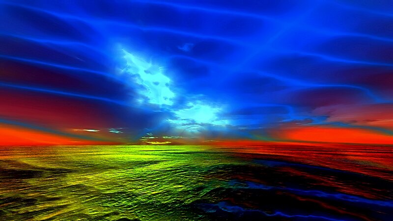 Vibrant sunset over ocean