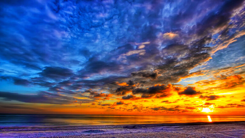 vibrant sunset over ocean