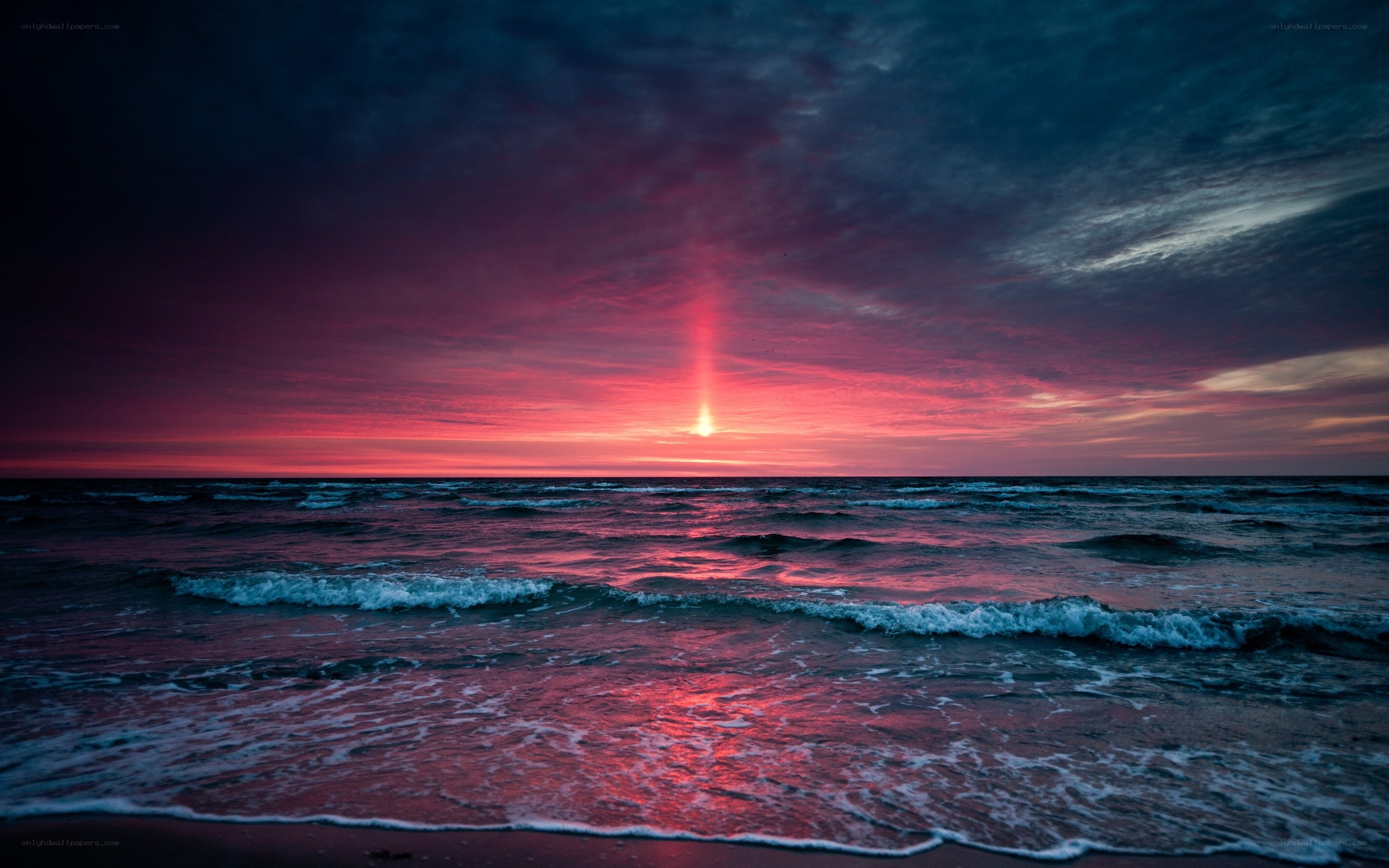 vibrant sunset over ocean