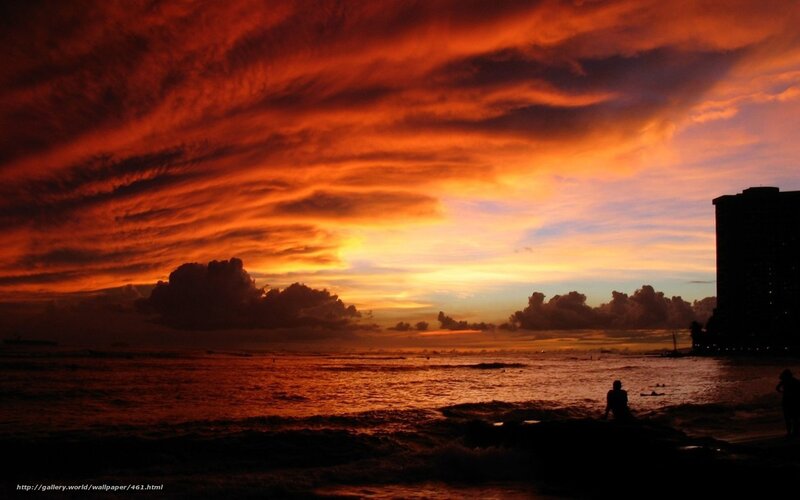 Vibrant sunset over ocean