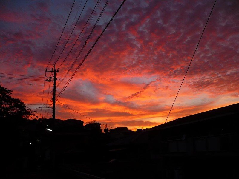 vibrant sunset over residential area
